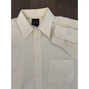 Jos A‎ Bank Travelers Collection Button Up Cream White Dress Shirt Size 15.5-33